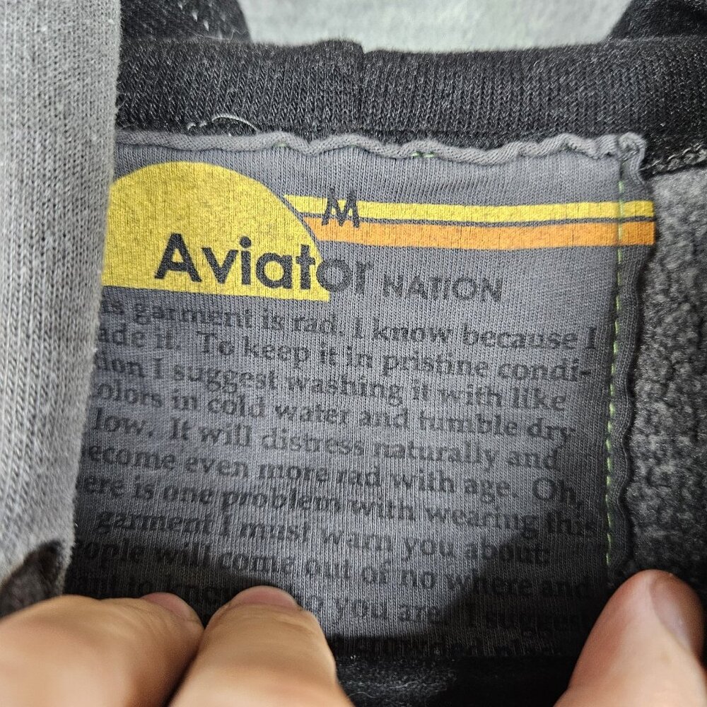 Aviator Nation Pull zip Unisex Adult Grey Hoodie Size M Stains - Picture 4 of 9